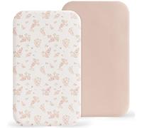 Susurration Next to Me Crib Sheets 90x50cm, 2 Pack Baby Cot Sheets, Breathable and Smooth Microfiber Bedside Crib Fitted Sheets for Baby Girls and Boys (Orange & Pink)