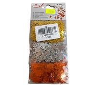 Susy Card 11428240 Christmas Litter x 3 10g in Poly Bag with Header - Copper/: Stars, Snowflake, Bells Gold/Silver