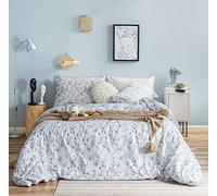 SUSYBAO Blue Botanical Duvet Cover King 100% Cotton Navy Floral Duvet Cover 3 Pieces Set 1 Retro Blue White Flower Duvet Cover with Zipper Ties 2 Pillowcases Luxury Soft French Style Plant Bedding