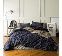 SUSYBAO Navy Constellation Duvet Cover King 100% Cotton Blue Celestial Pattern Duvet Cover Set 3 Pc 1 Navy Blue Space Stars Duvet Cover with Zipper Ties 2 Pillowcases Luxury Soft Celestial Bedding Set