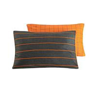 SUSYBAO Striped Pillow Cases King Size Set of 2 100% Cotton Reversible Burnt Orange Pinstripe Decorative Pillow Covers with Envelope Closure Orange Plaid Print Pillowcases Soft 20 x 36 Inches