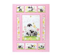 Susybee Lal the Lamb Quilt Panel 36'' Pink Fabric