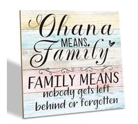 SUSZDOU Family Quote Sign, Ohana Means Family, Wooden Plaque 6.2*6.2inch, Rustic Table Art Decor