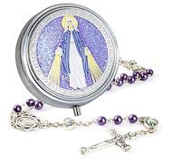 SUTANALE 6mm Pearl Rosary Beads for Women - Catholic Holy Baptism Necklace with Virgin Mary Gift Box & Miraculous Medal | First Communion & Confirmation Gift, Glass, No Gemstone
