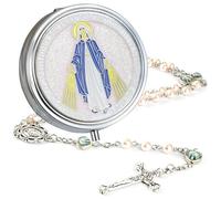 SUTANALE 6mm Pearl Rosary Beads for Women - Catholic Holy Baptism Necklace with Virgin Mary Gift Box & Miraculous Medal | First Communion & Confirmation Gift, Glass, No Gemstone