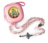 SUTANALE Handmade Rosary Beads for Women, Elegant Catholic Gifts for First Communion, Confirmation & Spiritual Prayer, Unique Beaded Rosary Necklace with Zippered Case, 6mm-8mm, Zinc, No Gemstone