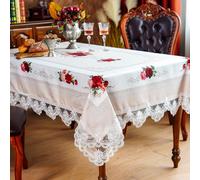 SUTAVIA Lace Embroidered Table Cloth,Rectangular Farmhouse TableCover,Classic Oblong Antique Flower Decor Macrame Tablecloth (Offwhite, Rectangle/Oblong,60 x 84 Inch,6-8 Seats)