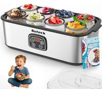 Suteck Stainless Steel Yogurt Machine with Adjustable Time and Temperature Control, Automatic Shut-off and Constant Temperament for Greek Yogurt, Probiotic, BPA Free, 8 Bottles