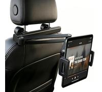 Sutekus Car Headrest Tablet Holder, Rear Seat iPad Mount for Back Seat, Adjustable Foldable Tablet Car Stand for Kids Road Trip, Compatible with 5-10 inch Phones & Tablets, Black (3-Section)