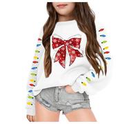 sutelang lurryly Little Girls Christmas Jumper Sweatshirt, Christmas Jumper for Teenage Girls Long Sleeve Top Toddler Jumper Christmas Xmas Pullover Fall Outfits Winter Clothes for Children