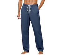 sutelang lurryly Mens Casual Trousers,Men's Casual Pants Comfortable Solid Color Button Fly Sleep Pants For Home Outdoor Walking Slim Fit Long Trousers