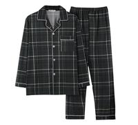 sutelang lurryly Mens Pyjamas with Fly Opening - Pajamas for Men Long Sleeve Button Down Shirt with Pocket and Straight Leg Pants Elasticated Waistband Cosy Soft Feel and Comfy Sleepwear Dark Gray