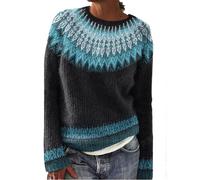 sutelang lurryly Norwegian Jumper Women,Sweaters For Women UK,Knitwear for Women Sweater Round Neck Long Sleeves Jumpers Autumn And Winter Floral Print Knitted Mohair Sweater Teen Girls Christmas
