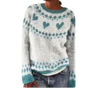 sutelang lurryly Norwegian Jumper Women,Sweaters For Women UK,Knitwear for Women Sweater Round Neck Long Sleeves Jumpers Autumn And Winter Floral Print Knitted Mohair Sweater Teen Girls Christmas