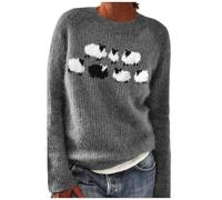 sutelang lurryly Norwegian Jumper Women,Sweaters For Women UK,Knitwear for Women Sweater Round Neck Long Sleeves Jumpers Autumn And Winter Floral Print Knitted Mohair Sweater Teen Girls Christmas