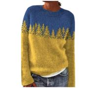 sutelang lurryly Norwegian Jumper Women,Sweaters For Women UK,Knitwear for Women Sweater Round Neck Long Sleeves Jumpers Autumn And Winter Floral Print Knitted Mohair Sweater Teen Girls Christmas
