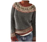 sutelang lurryly Norwegian Jumper Women,Sweaters For Women UK,Knitwear for Women Sweater Round Neck Long Sleeves Jumpers Autumn And Winter Floral Print Knitted Mohair Sweater Teen Girls Christmas