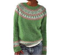 sutelang lurryly Norwegian Jumper Women,Sweaters For Women UK,Knitwear for Women Sweater Round Neck Long Sleeves Jumpers Autumn And Winter Floral Print Knitted Mohair Sweater Teen Girls Christmas