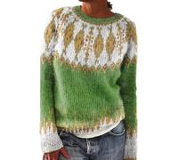 sutelang lurryly Norwegian Jumper Women,Sweaters For Women UK,Knitwear for Women Sweater Round Neck Long Sleeves Jumpers Autumn And Winter Floral Print Knitted Mohair Sweater Teen Girls Christmas