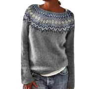 sutelang lurryly Norwegian Jumper Women,Sweaters For Women UK,Knitwear for Women Sweater Round Neck Long Sleeves Jumpers Autumn And Winter Floral Print Knitted Mohair Sweater Teen Girls Christmas