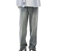 sutelang lurryly Stretch Jeans Men,Male And Fashionable Street Retro Distressed Jeans Loose Wide Leg Beggar Pants