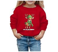 sutelang lurryly Sweatshirt No Hood Christmas for Kids, Toddler Girls Christmas Jumper Graphic Xmas Theme Round Neck Pullover Long Sleeve Top Cosy Jumper Loose Cute Cartoon Casual Sports