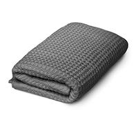 SUTERA Silverthread Waffle Hand Towel - California-Spun Superior Supima Cotton, Quick Drying, Ultra Soft, Lightweight and Absorbent - Grey, Waffle Weave Design - Luxury Bath Towel (Hand)