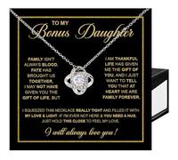 SUTERY To My Bonus Daughter Necklace, Bonus Daughter Gifts From Stepdad, Love Knot Necklace, Step Daughter Gifts From Stepmom, Step Mother Daughter Gifts, Birthday, Christmas Gifts For Bonus Daughter