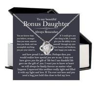 SUTERY To My Bonus Daughter Necklace, Bonus Daughter Gifts From Stepdad, Love Knot Necklace, Step Daughter Gifts From Stepmom, Step Mother Daughter Gifts, Birthday, Christmas Gifts For Bonus Daughter