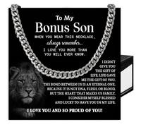 SUTERY To My Bonus Son Cuban Chain Necklace from Mom and Dad, Necklace for Bonus Son, Gifts for Him from Parents, Birthday Christmas Anniversary Graduation Jewelry Gift, Stainless Steel, No Gemstone