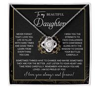SUTERY To My Daughter Necklace from Dad, Father Daughter Necklace, Daddy Daughter Gifts For My Daughter, Christmas Necklace Gift To Daughter, Mother Daughter Gift From Mom, Stainless Steel, No