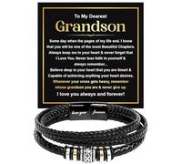 SUTERY To My Grandson Bracelet from Grandma and Grandpa, Braided Leather Bracelet For Grandson From Grandparents, Graduation Gift For Grandson, Grandson Birthday With Message Card, Foreve Love One