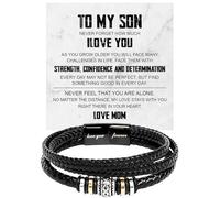SUTERY To My Man Bracelet, Birthday Anniversary Jewelry for Boyfriend Husband from Girlfriend Wife With Message Card and Box, Promise Bracelet for Man, Foreve Love One, Leather, no gemstone