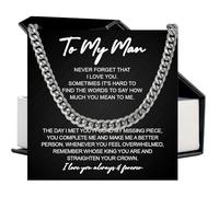 SUTERY To My Man Cuban Chain Necklace, Husband Necklace from Wife, Necklace for Boyfriend, Mens Cuban Chain Necklace for Fiance, Men Necklaces for Him, Birthday Christmas for Boyfriend Husband