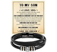 SUTERY To My Son Bracelet - Birthday Gift For Son With Message Card and Box - Christmas Gifts, Foreve Love One, Leather, no gemstone
