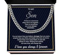 SUTERY To My Son Necklace, Cuban Chain Gift from Mom or Dad, Son’s Jewelry for Birthday, Graduation, Christmas, or Special Occasions, Stainless Steel, No Gemstone