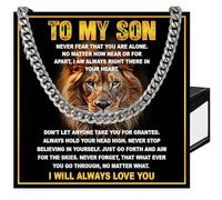 SUTERY To My Son Necklace from Mom and Dad, Cuban Link Chain Necklace for Son, Christmas Gifts with Message Card and Box, Stainless Steel, No Gemstone