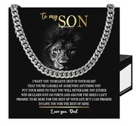 SUTERY To My Son Necklace from Mom and Dad, Cuban Link Chain Necklace for Son, Christmas Gifts with Message Card and Box, Stainless Steel, No Gemstone