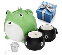 SUTETLW Frog Teapot & Teacup Cute Tableware Japanese Tea Set, Cup Set Parent-Child Service Ceramic for Travel,Home,Gifting,Outdoor, Pot (30oz), 2 Piece Cups (5oz),(SUTETLW-8064)