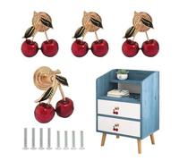 Sutfmwe Cherry Knobs, Cherries Shaped Knob Pulls Decorative for Cabinets Drawers Dressers Wine Cabinets Wardrobe Doors Single Hole Furniture Knob Handle 4PCS (Red Cherry)