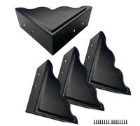 Sutfmwe Large Metal Corner Guards 3.7 x 3.7 x 1.5 Inch Set of 4, Decorative Black Corner Protector for Vintage Industrial Wooden Furniture Tables, Barn Doors, Wood Frames, Boxes, Angle Edge Protection