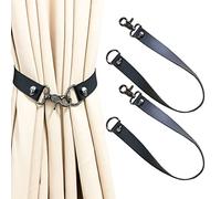 Sutfmwe Leather Curtain Tiebacks, Synthetic Leather Handmade Craft Skull Curtain Tiebacks Buckle, Curtain Holdbacks Modern Vintage Decorative Window Curtains 2 Pack