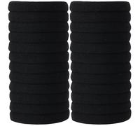 SUTHIA Black Hair Ties Elastics Bands No Damage Ponytail Holders - 120 Bulk Pack, 10MM Thick, Soft Nylon Cloth, Stretchy Fabric, No Crease, Seamless, Gentle for Women's Ponytails, Thick, Curly Hair