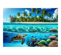 Sutinban Jigsaw Puzzles for Adults - 500 Piece Adult Puzzles Underwater Turtle Paradise with Beautiful Coral Reefs, Tropical Beaches - Puzzle Challenging Game for Adults Gifts