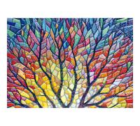 Sutinban Stained Glass Tree Puzzles for Adults 1000 Pieces, Colorful Mosaic Tree of Life Jigsaw Puzzle, Impossible Challenging Difficult 1000 Pieces Puzzles Game for Family