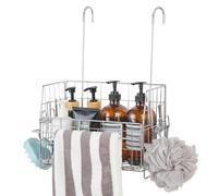 SUTINE Hanging Shower Organizer, Shower Caddy Hanging, Bathroom Storage Rack with Hooks Over the Door, Stainless Steel Rustproof Bathroom Basket Shelf for Bath Faucet or Cross Bar