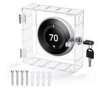 SUTINE Thermostat Lock Box with Key, Universal Thermostat Cover with Lock, Small Thermostat Lock Box Guard, Clear AC Lock Box Compatible with Nest Thermostat On Wall 4.8" H x 4.53" W or Smaller