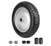 Sutmorly 4.80/4.00-8 Tire, 14.5" Flat Free Wheelbarrow Tire and Wheel, 5/8" 3/4" Bearings Solid Replacement Tires, 3" -7" Centered Hub, Universal Fit 3.50/3.00-8, 4.00-6 Trolley Dolly Go Kar, 1 Pack