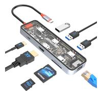 SUTOUG 8 in 1 USB C Hub, USB C Hub Multiport Adapter with 4K HDMI, 100W PD, 5Gbps USB 3.0, USB 2.0 Port, Ethernet Port, SD&TF Card Reader, USB C Dongle for Other Type C Devices