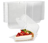 Sutowe 100pcs Single Individual Cake Slice Boxes, Plastic Clear Cupcake Boxes with Lid, Stackable Square Box Triangular Sandwich Cheesecake Storage Box for Pastry, Salad, Cakes(Sandwich)